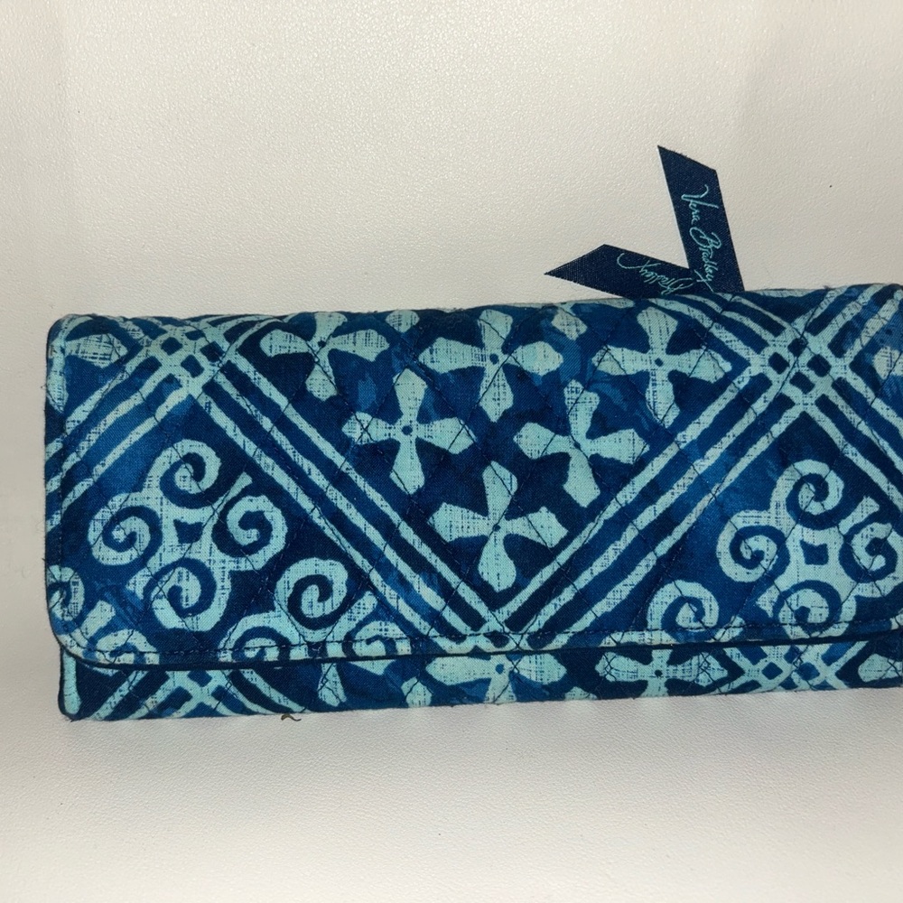 Vera Bradley Cuban Tiles Blue Cotton Trifold Wallet